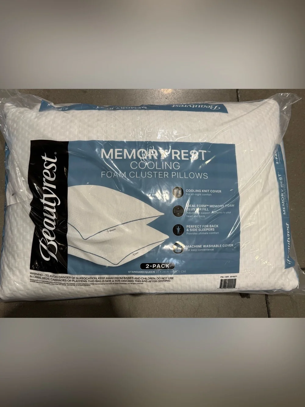 Beautyrest 2 pack memory rest cooling pillow